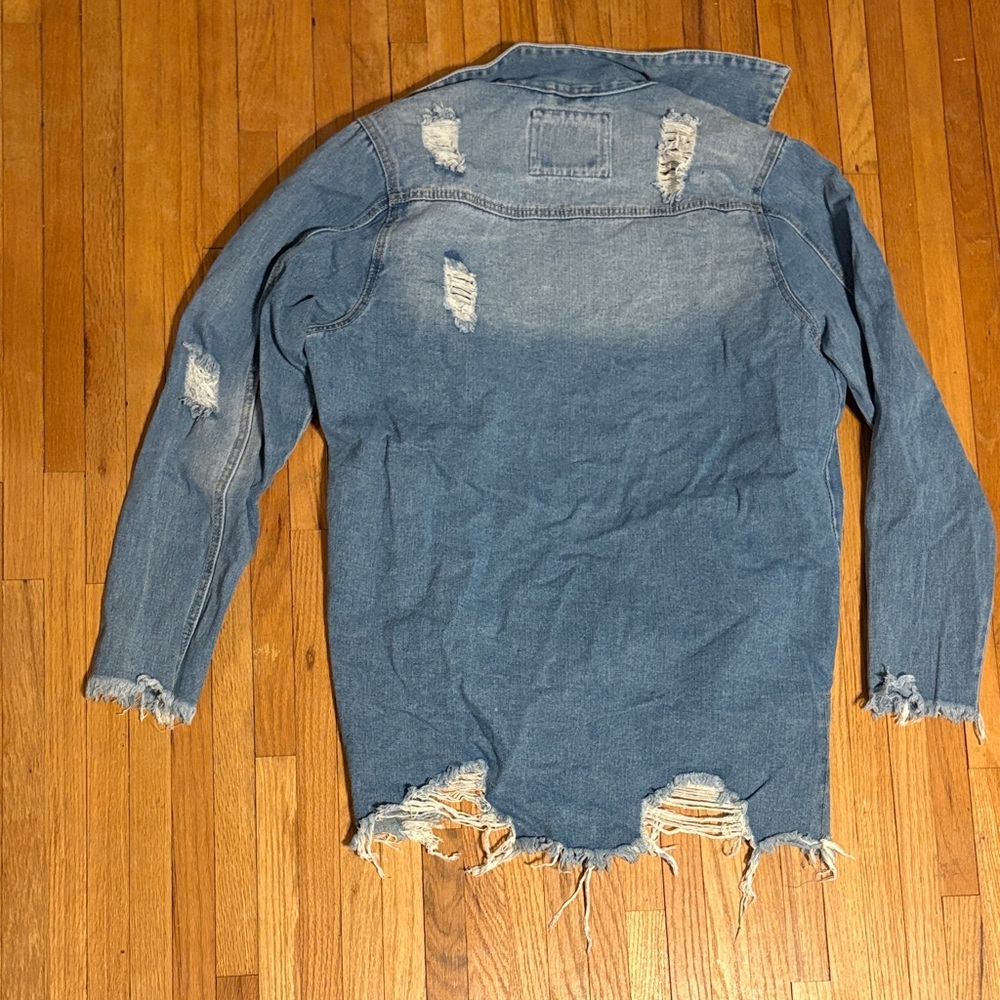 American Bazi Light Blue Oversized Denim Jacket Label Detail - Picture 9 of 10